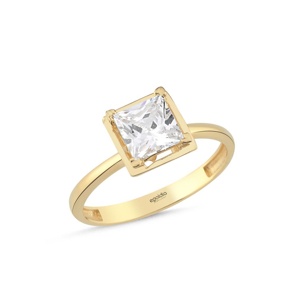 Kare Tasarım Tektaş Yüzük