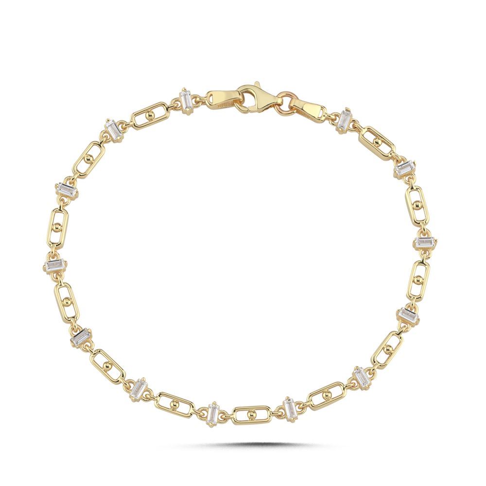 Ataç Baget Kare Tasarım Taşlı Bileklik (18,5*0,4 Cm)