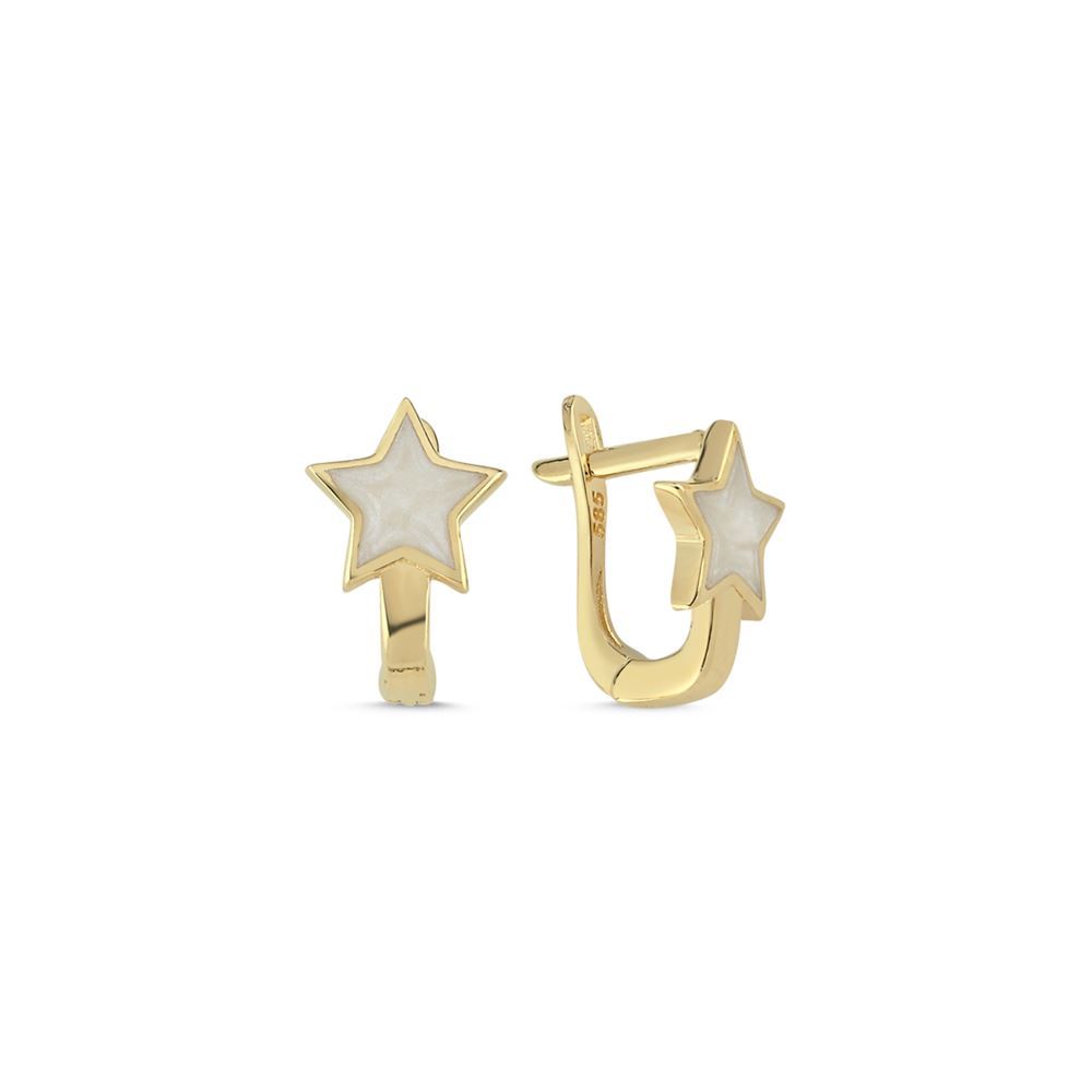 Yıldız Beyaz Mineli Çocuk Küpe