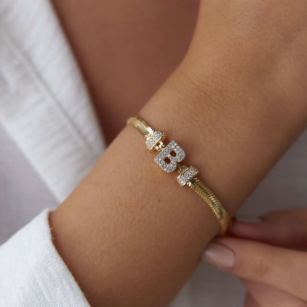 Balıksırtı Altın Harfli Bileklik