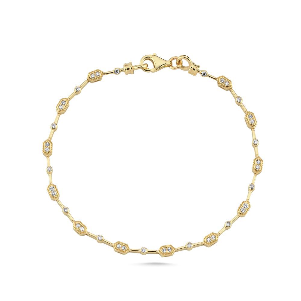 Altıgen Ve Nokta Tasarım Taşlı Bileklik