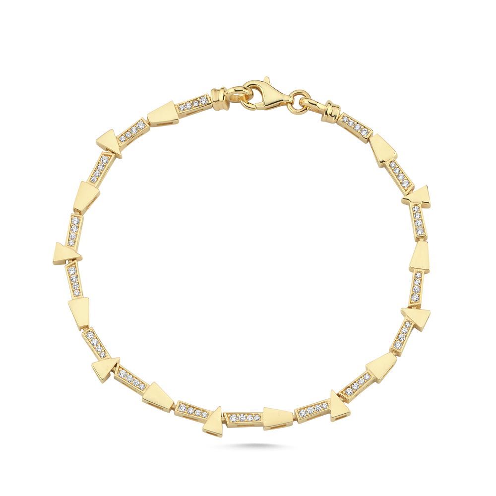 Üçgen Yamuk Tasarım Taşlı Bileklik