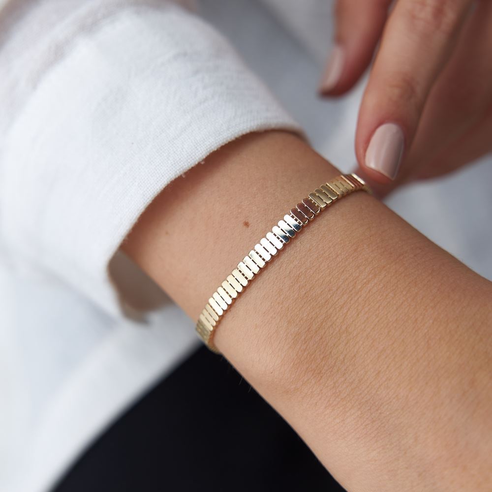 İtalyan Sıralı Balıksırtı Altın Bileklik