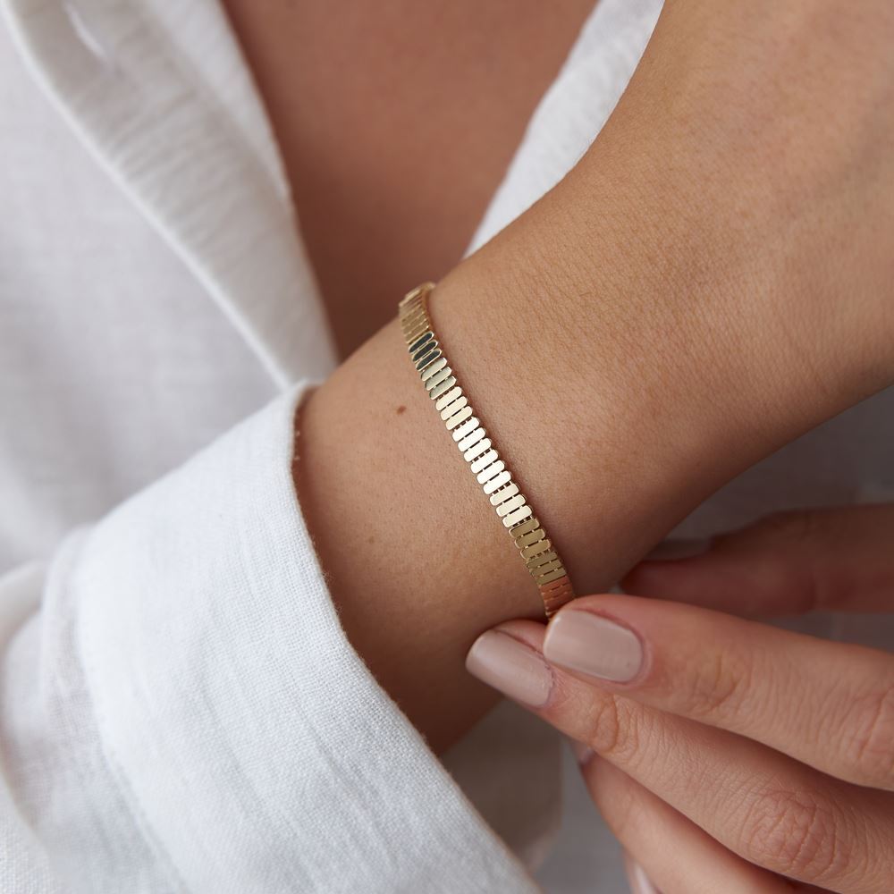 İtalyan Sıralı Balıksırtı Altın Bileklik