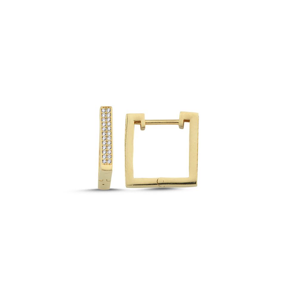 Kare Tasarım Taşlı Küpe