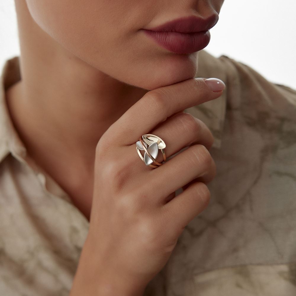 Üç Yaprak Üç Renk Tasarım Yüzük