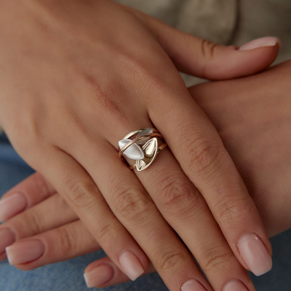 Üç Yaprak Üç Renk Tasarım Yüzük