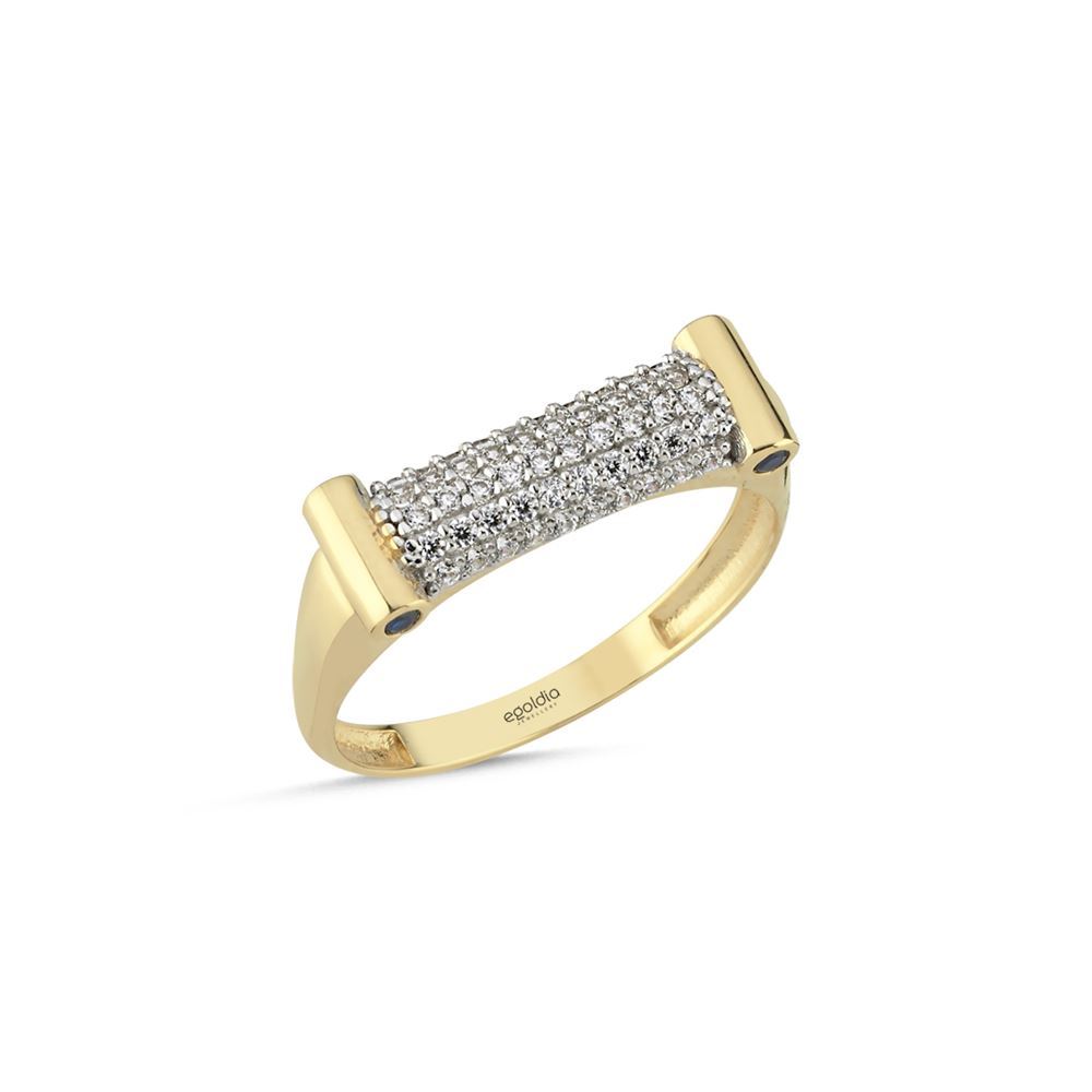 Beyaz Taşlı Mavi Taşlı Yassı Tasarım Baget