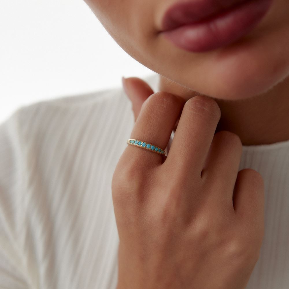 Firuze Sıra Taşlı Yüzük