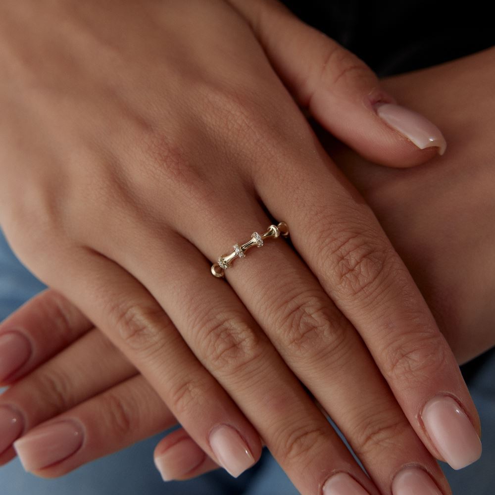 Kemik Tasarım Taşlı Yüzük