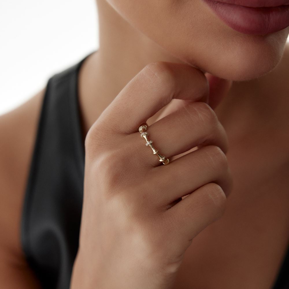 Kemik Tasarım Taşlı Yüzük