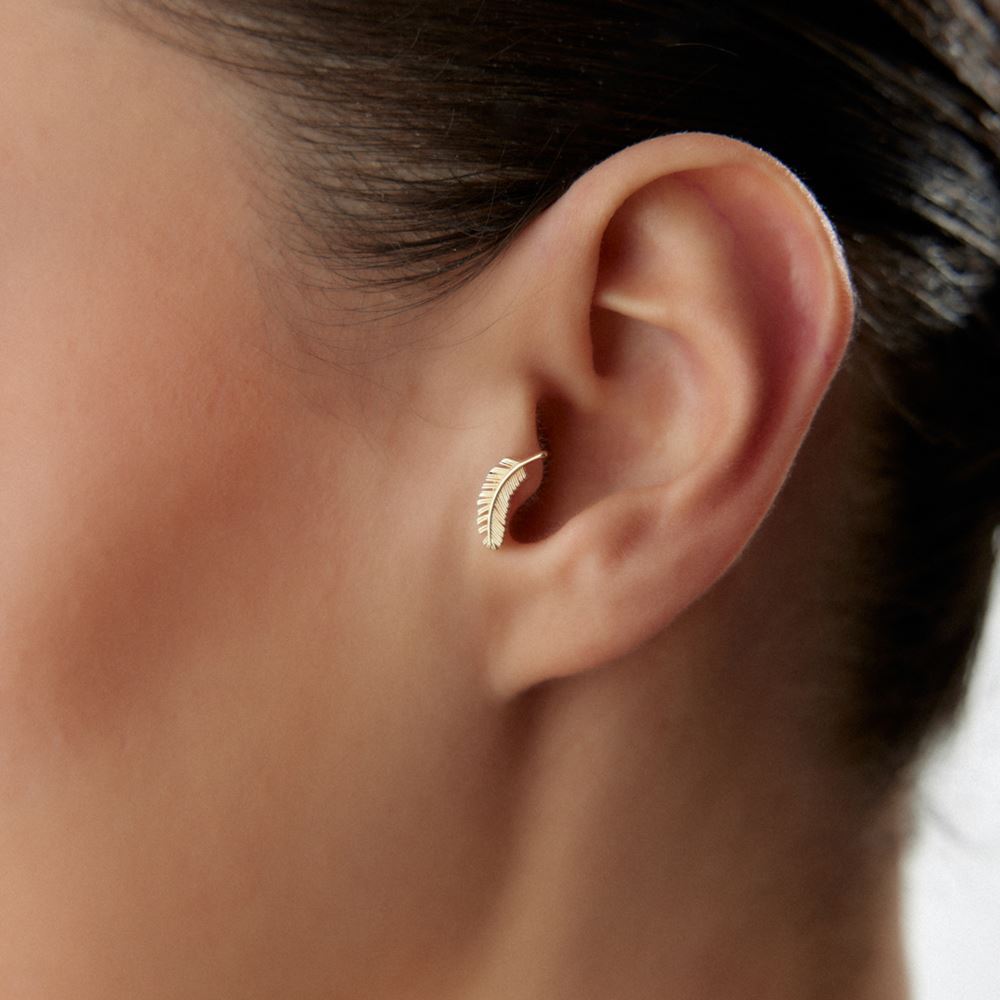 Yaprak Tasarım Taşlı Piercing