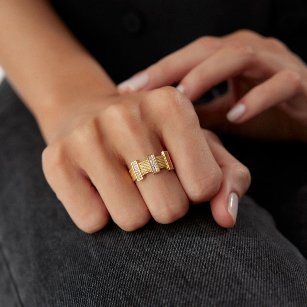 Dikdörtgen Taşlı Kalze Yüzük