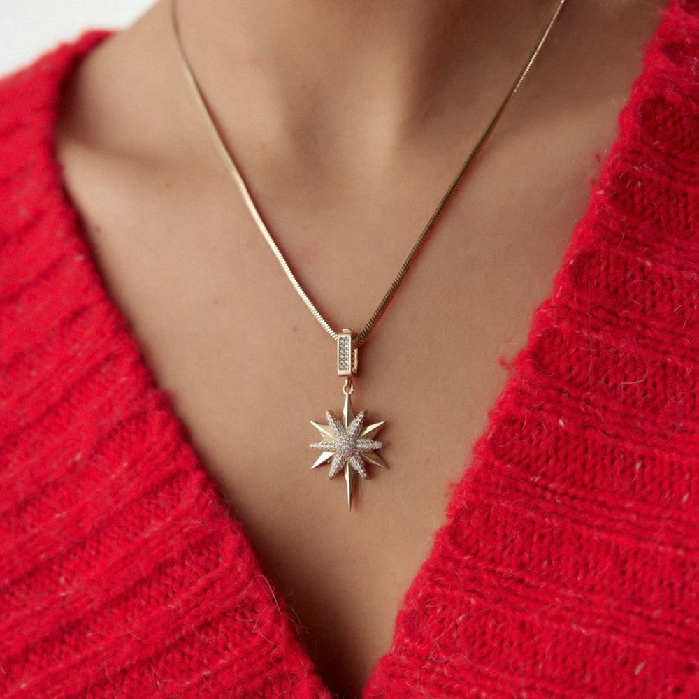 Kutup Yıldız Taşlı Charm Kolye Ucu