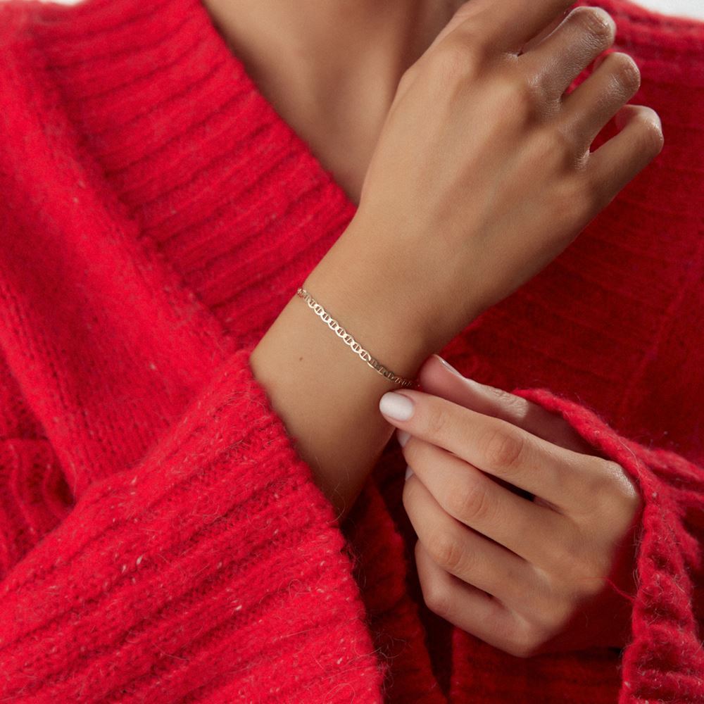 İtalyan Oval Çizgi Tasarım Bileklik