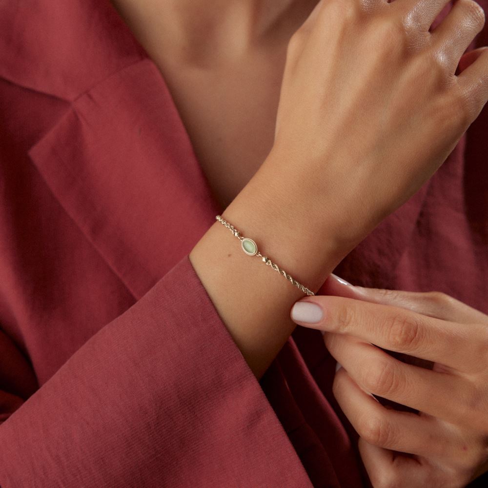 Halat Zincir Yeşil Taşlı Bileklik