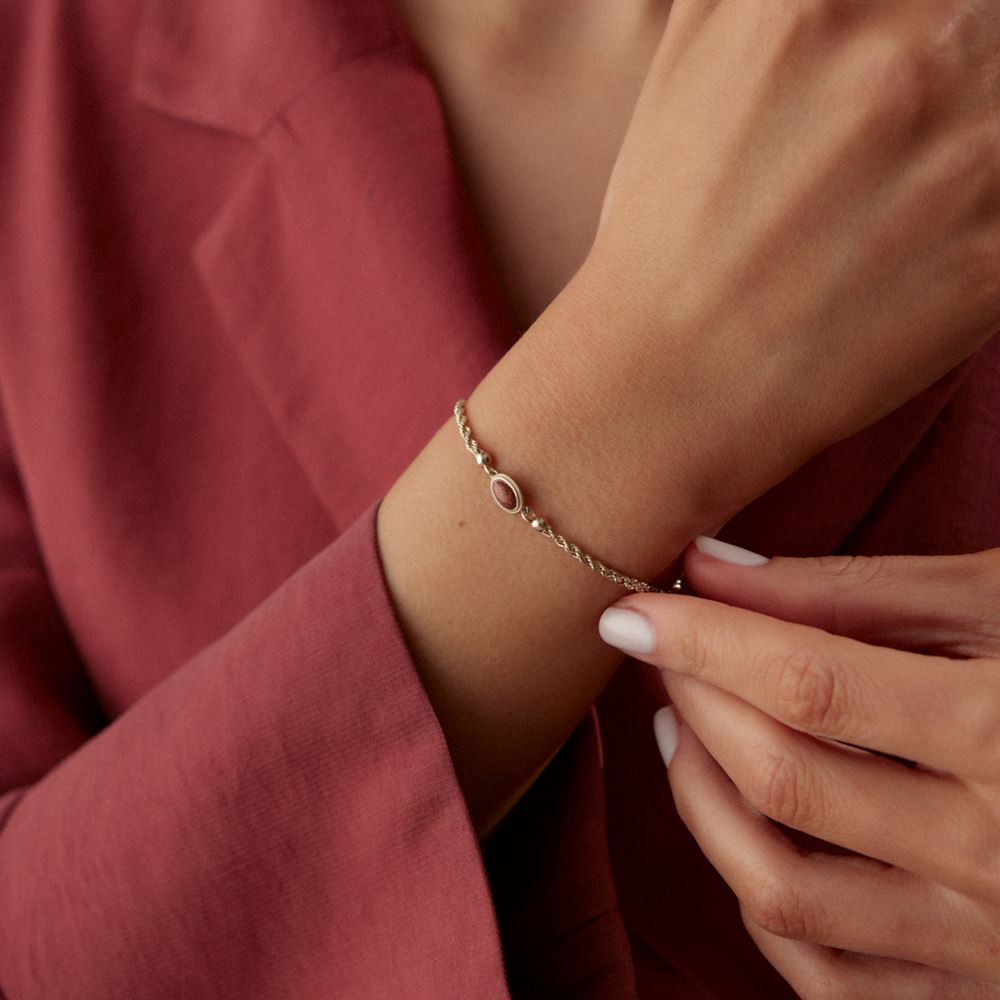 Halat Zincir Kahverengi Taşlı Bileklik