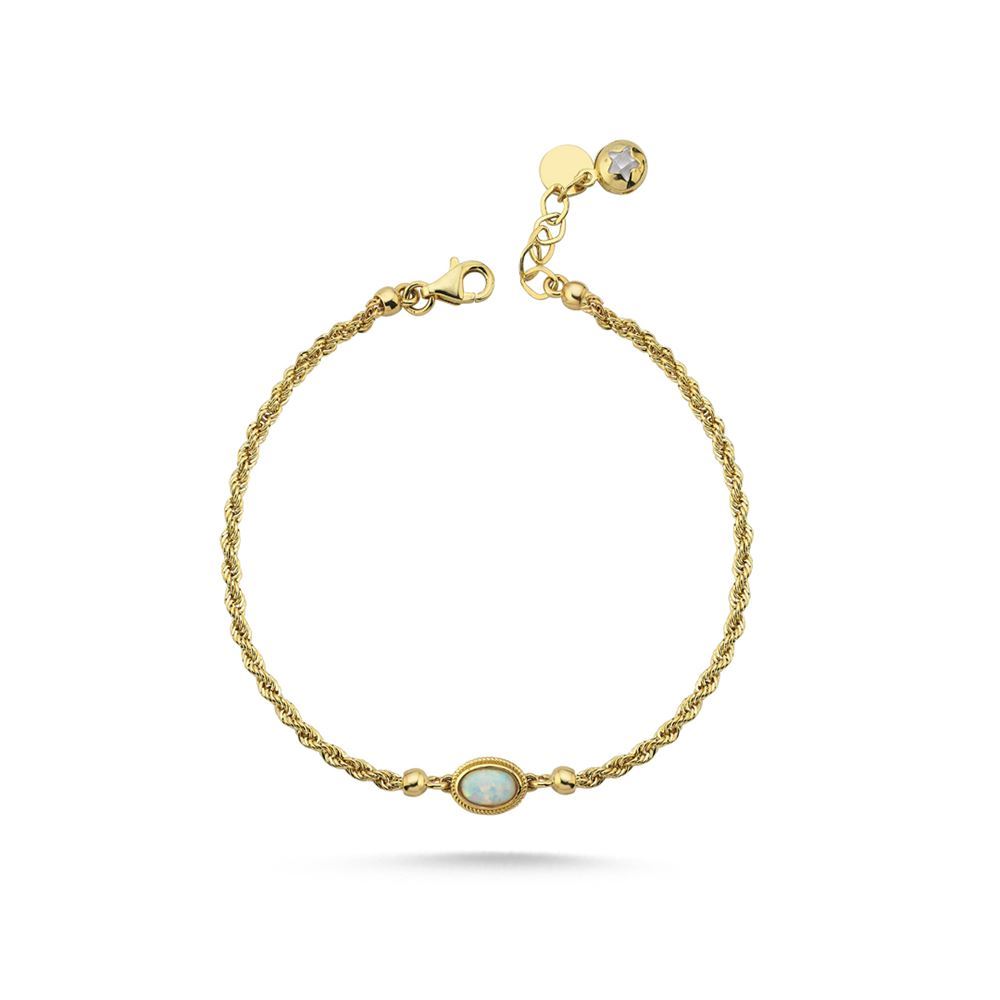 Halat Zincir Sedef Taşlı Bileklik