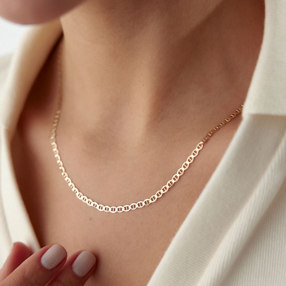 İtalyan Oval Tasarım Kolye 50 Cm