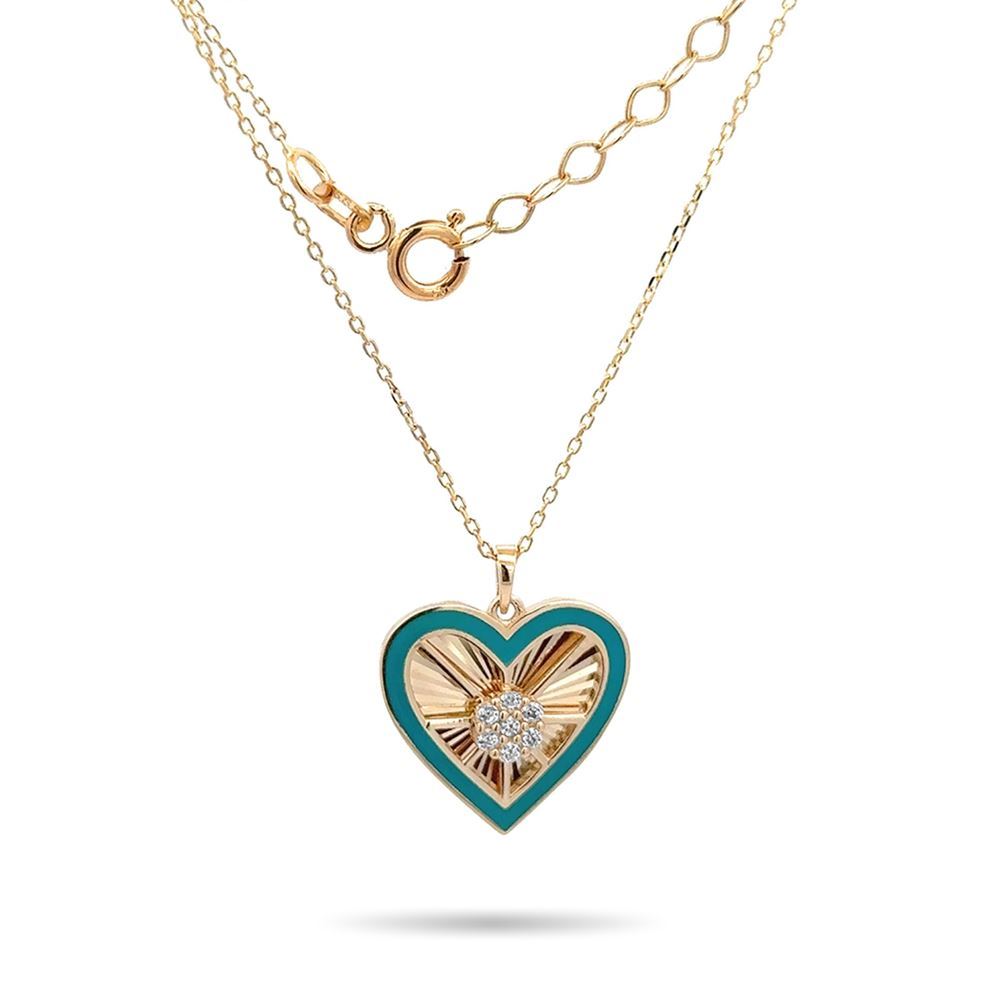 Kalp Taşlı Mineli Kolye