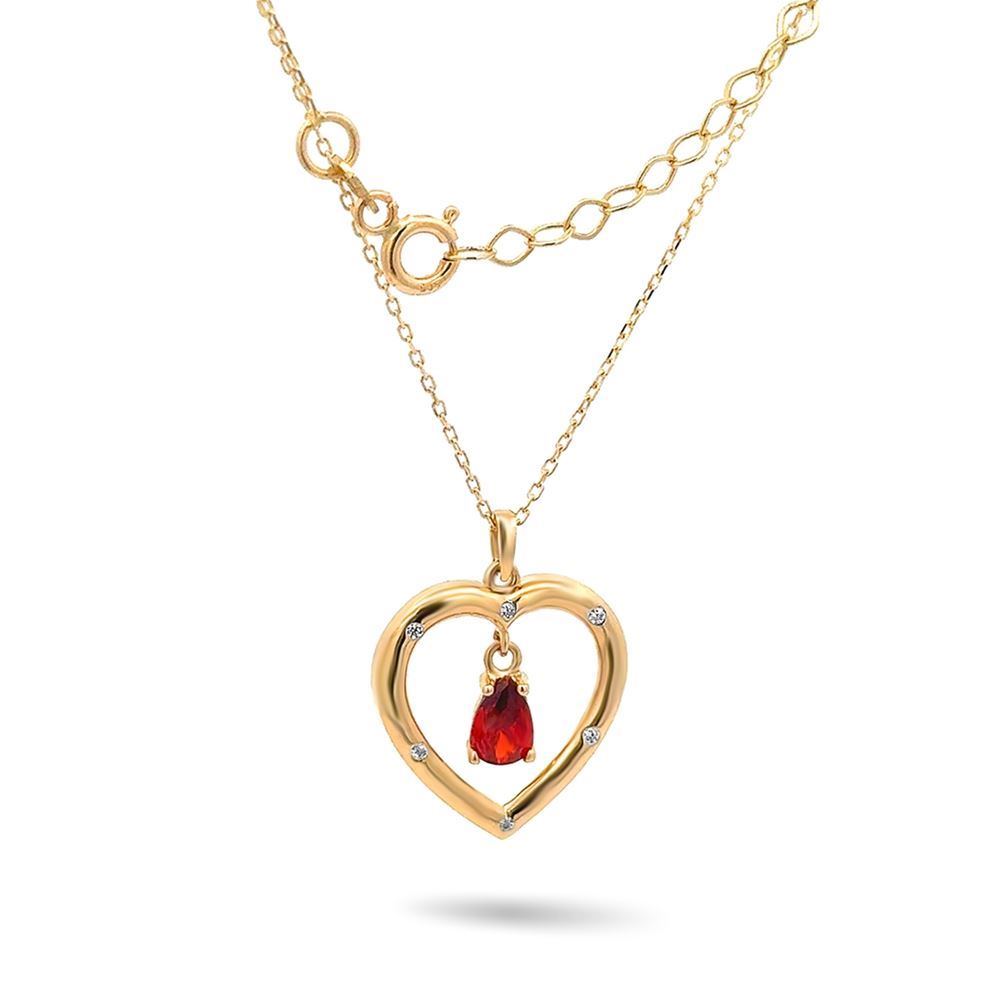 Kalpli Kırmızı Taşlı Kolye