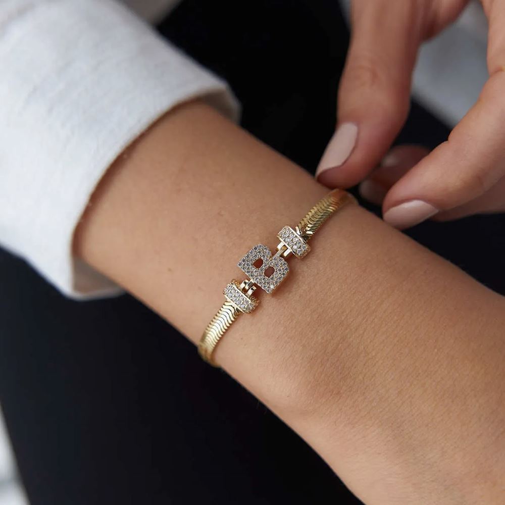 Balıksırtı Altın Harfli Bileklik