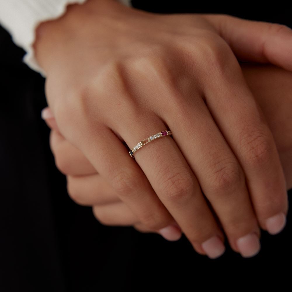 Renga Renkli Taşlı Yüzük