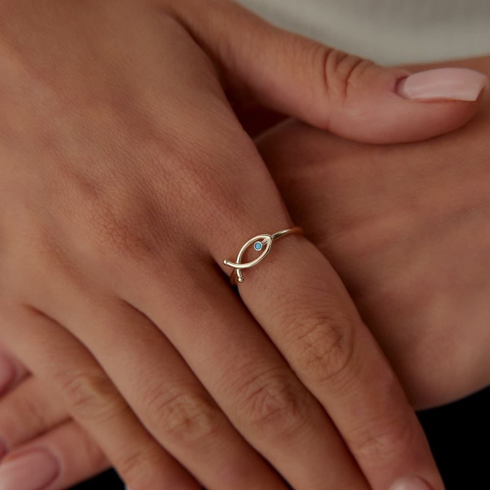 Firuze Taşlı Balık Yüzük