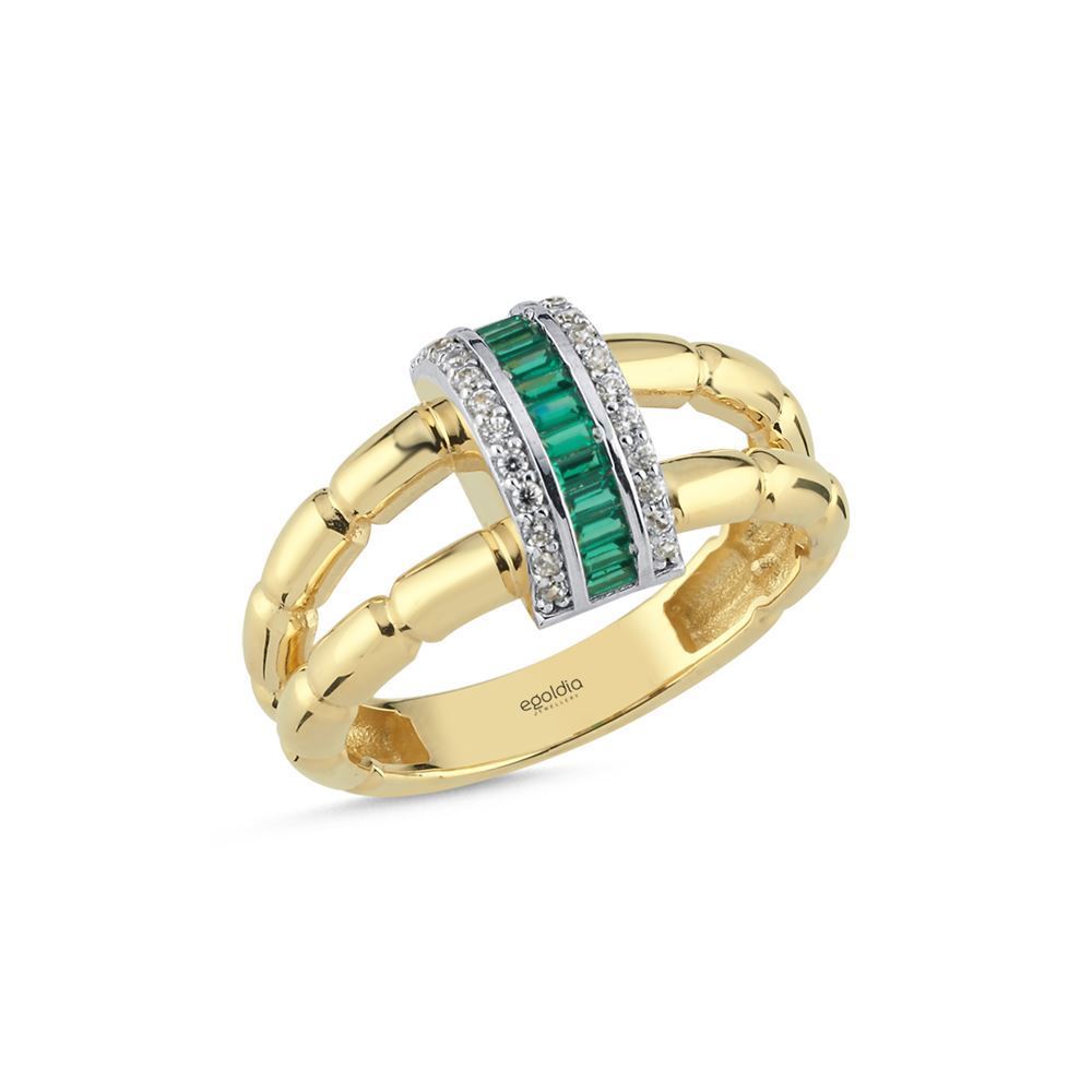 Pembe Baget Taşlı Daire Tasarım Yüzük