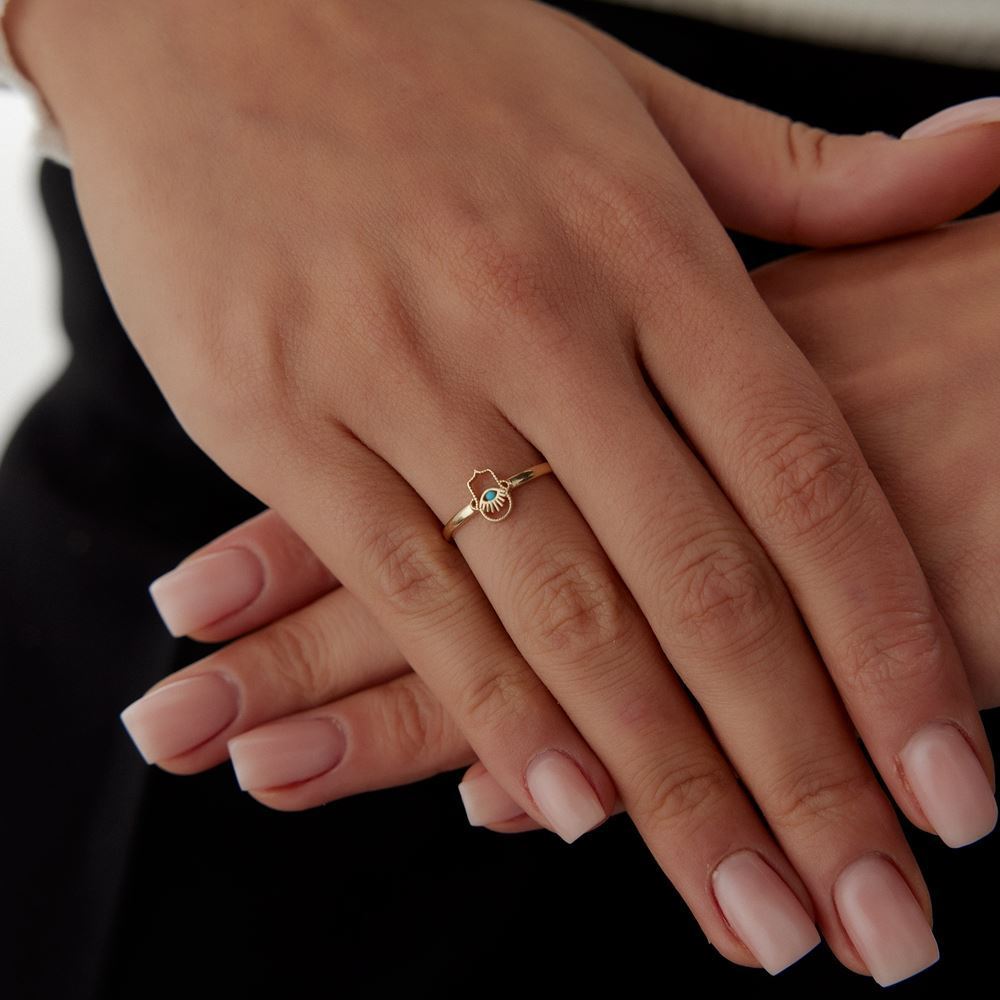 Göz Rabia Turkuaz Mineli Yüzük