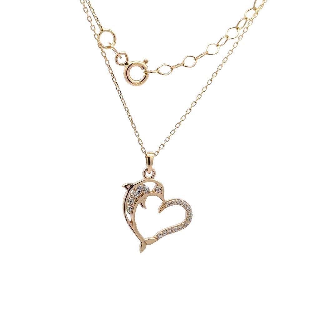 Kalp Tasarım Yunus Figürlü Kolye