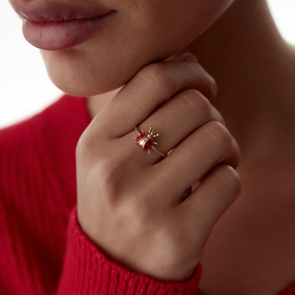 Uğur Böceği Mineli Yüzük