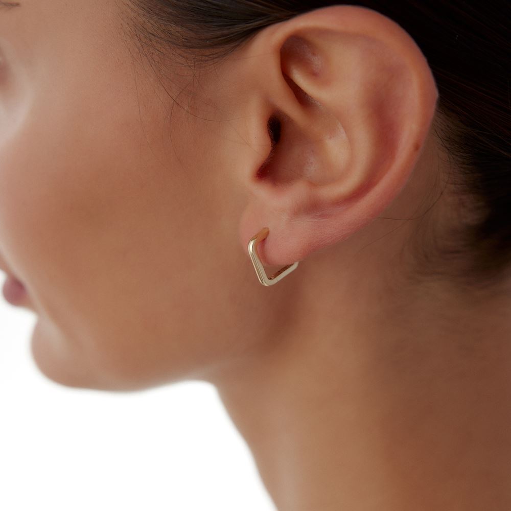 Kare Yarım Daire Halka Küpe