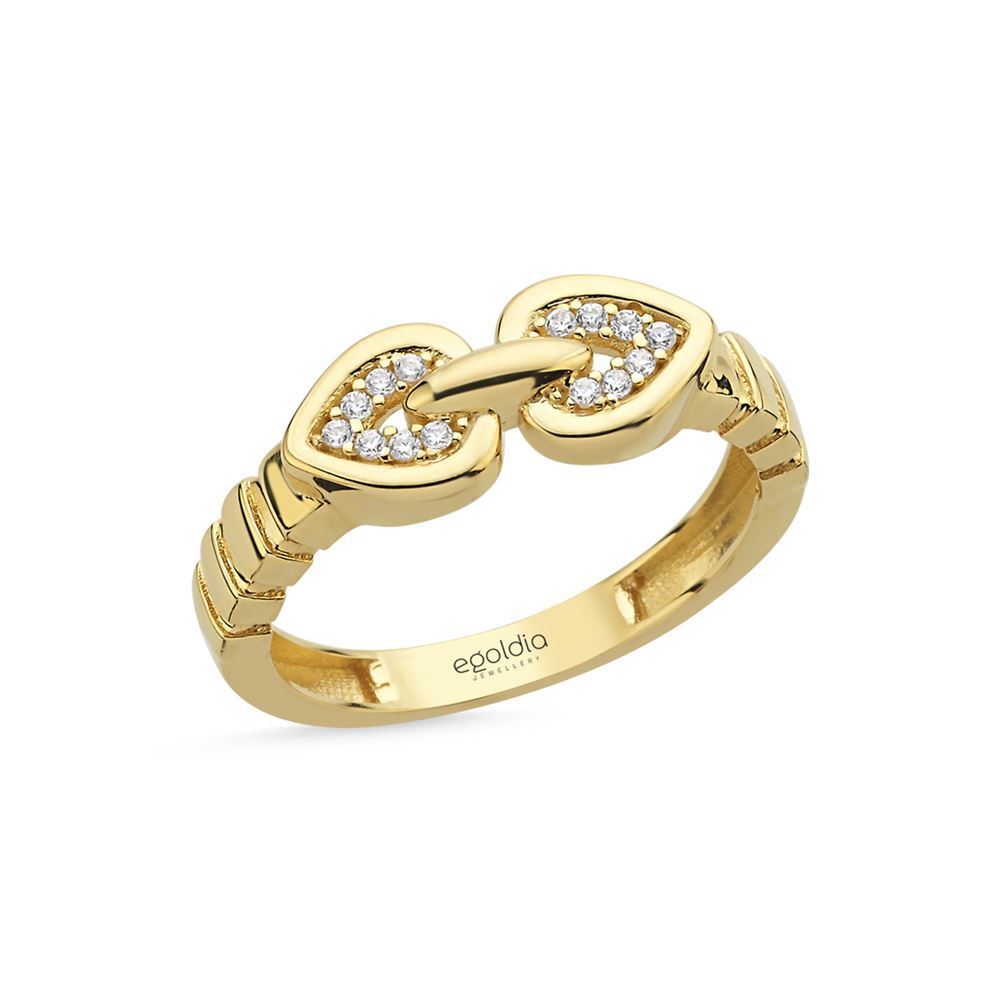 İki Kalp Taşlı Yüzük