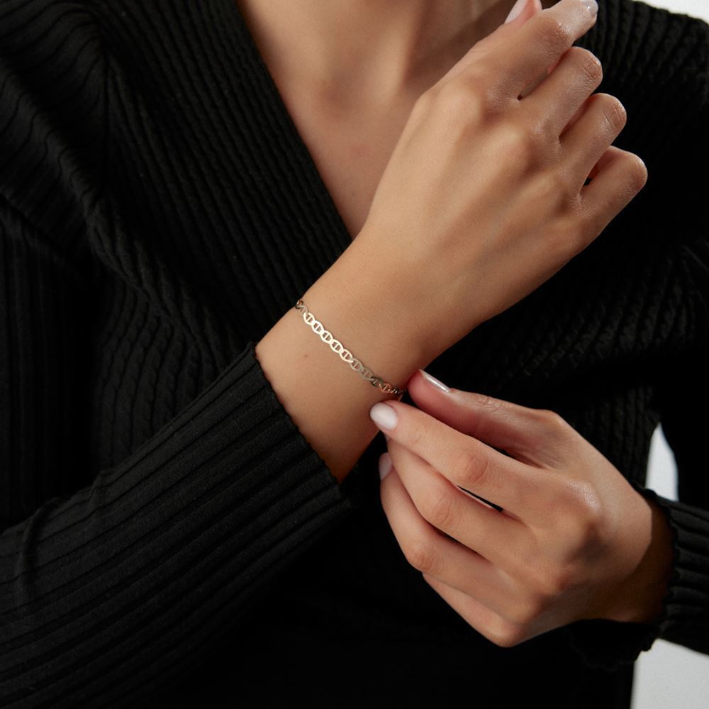 İtalyan Oval Çizgi Tasarım Bileklik