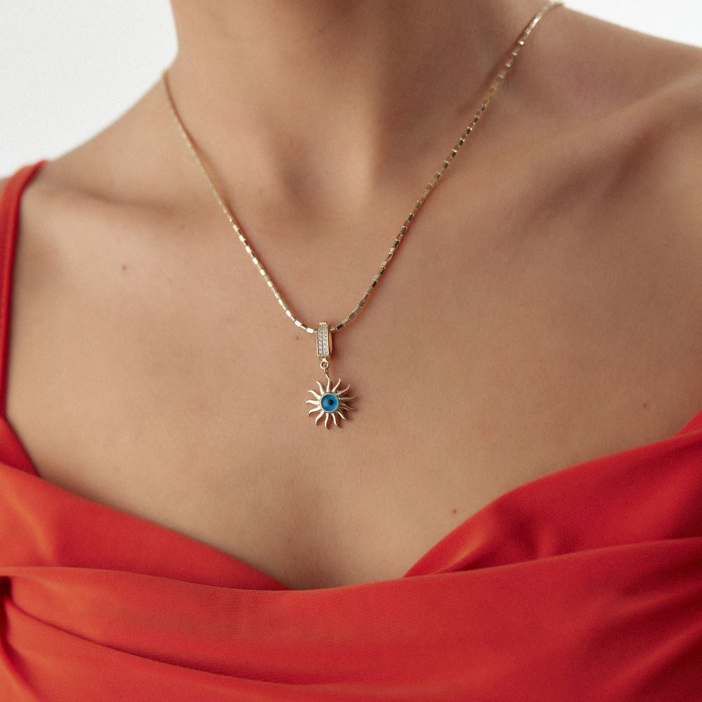 Güneş Göz Boncuklu Charm Kolye