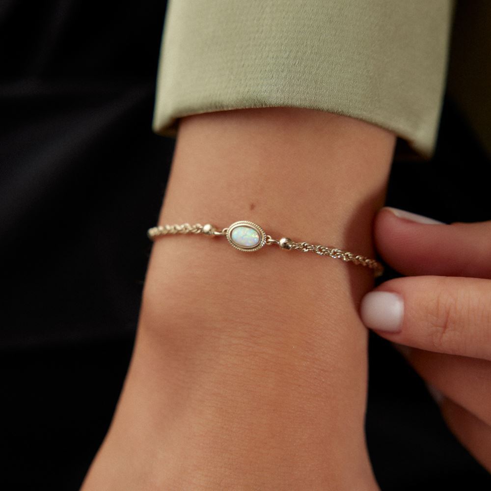 Halat Zincir Sedef Taşlı Bileklik