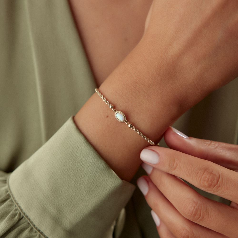 Halat Zincir Sedef Taşlı Bileklik