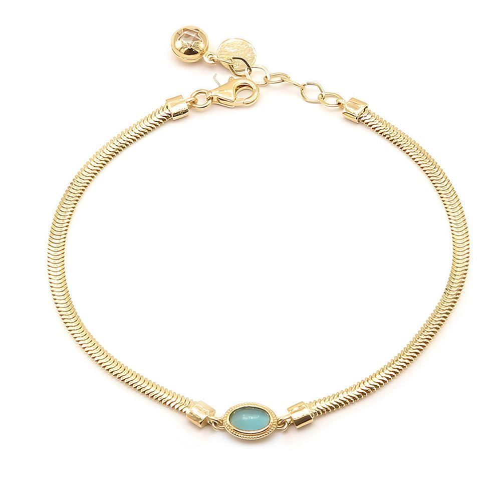 Yeşil Taşlı Balık Sırtı Bileklik