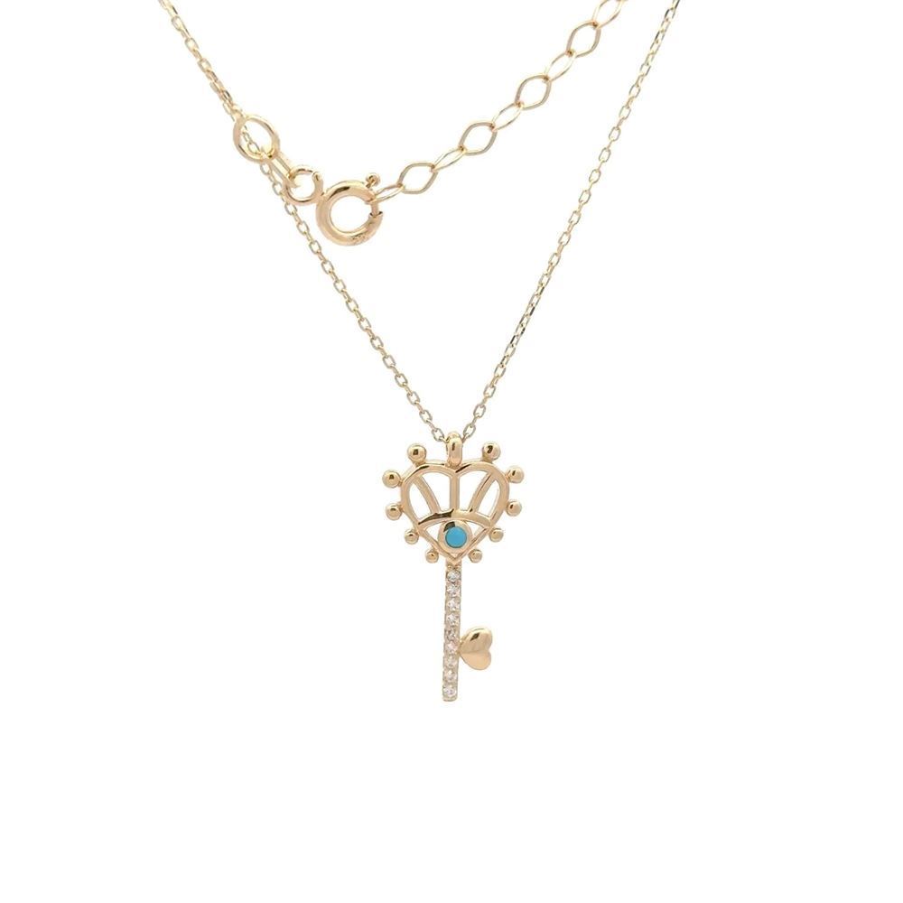 Kalpli Firüze Taşlı Anahtar Kolye