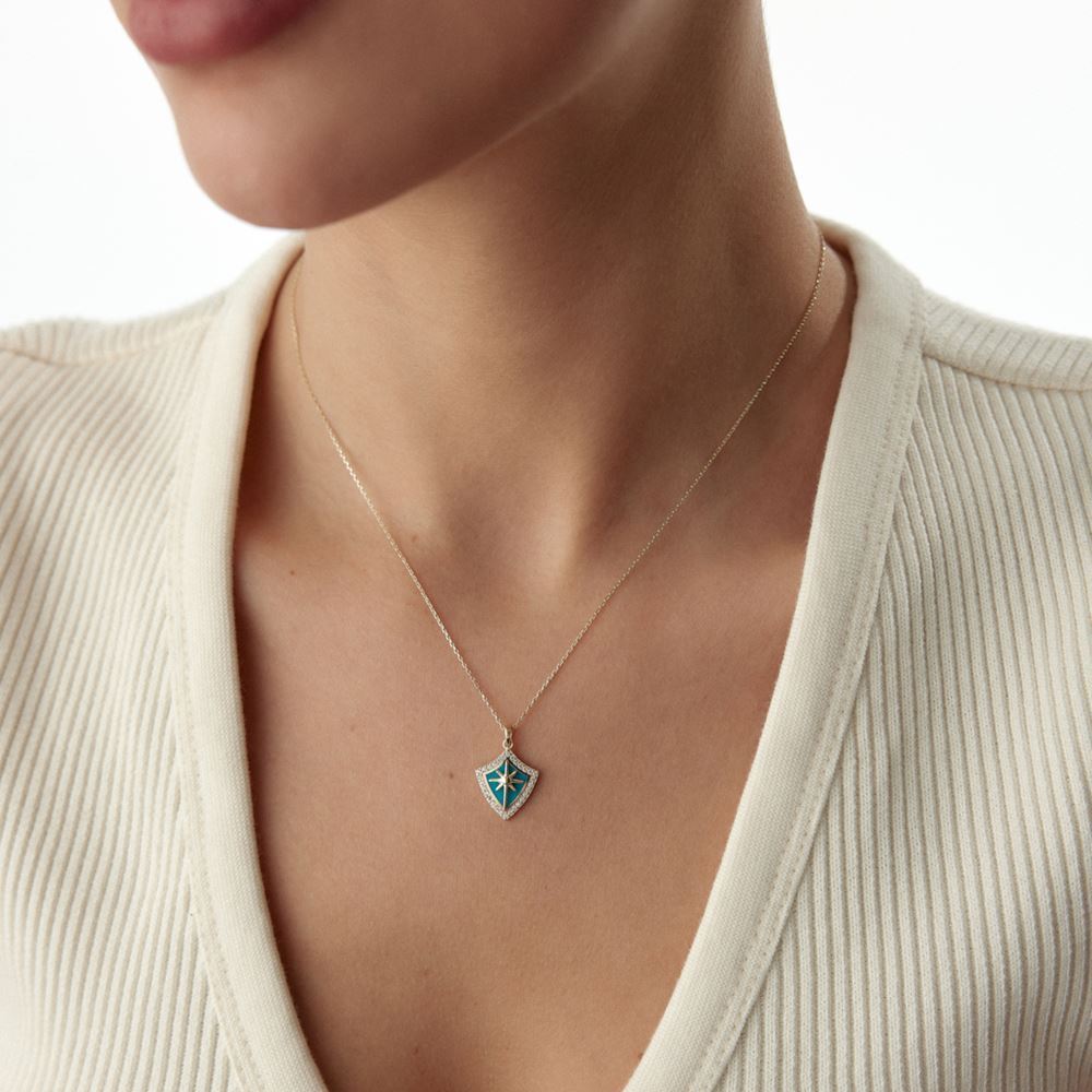 Kutup Yıldız Turkuaz Mineli Kolye