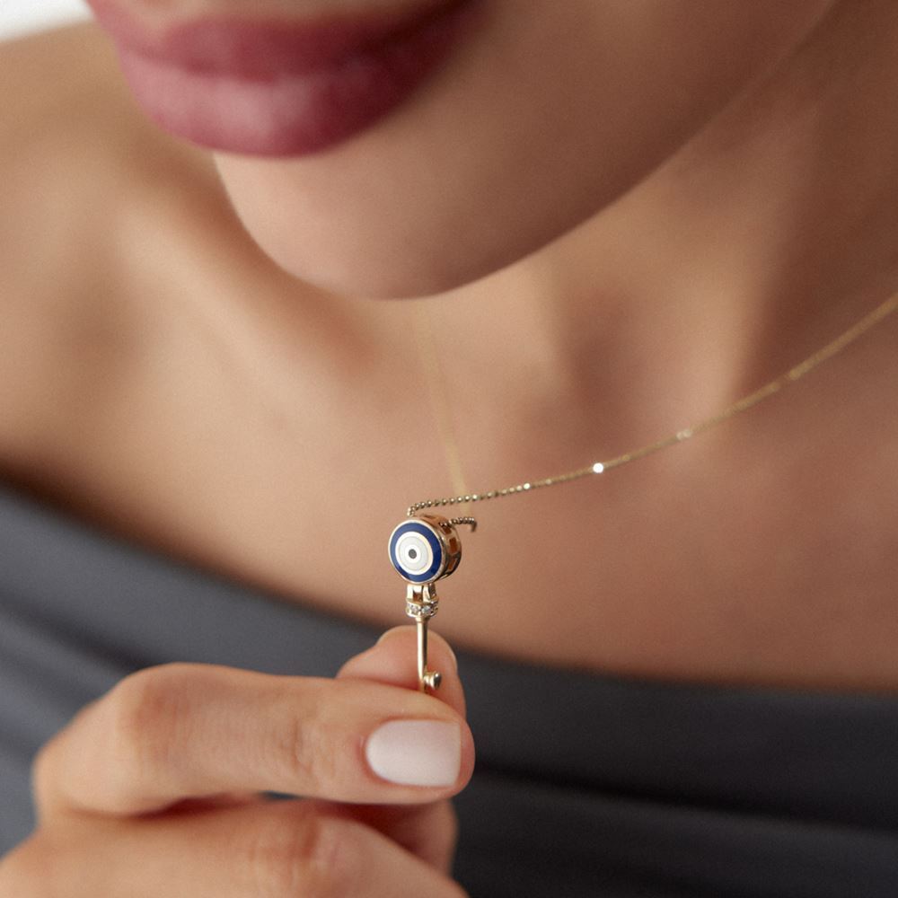 Anahtarlı Nazar Mine Kolye