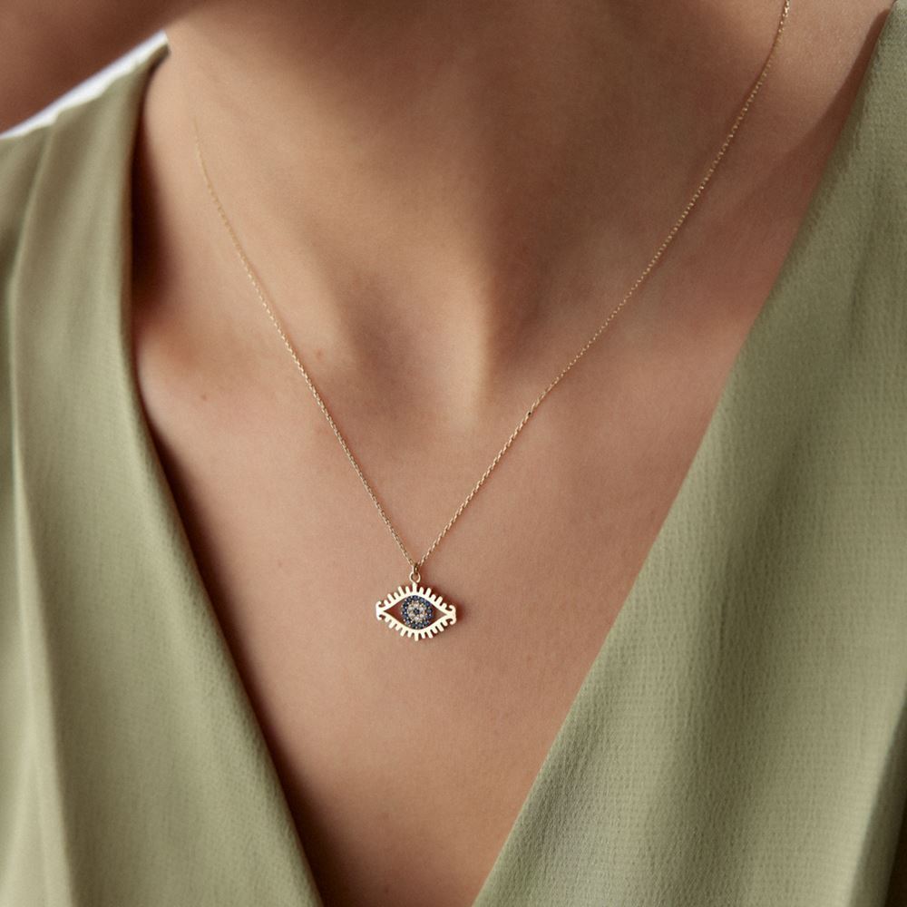 Göz Mavi Taşlı Kolye