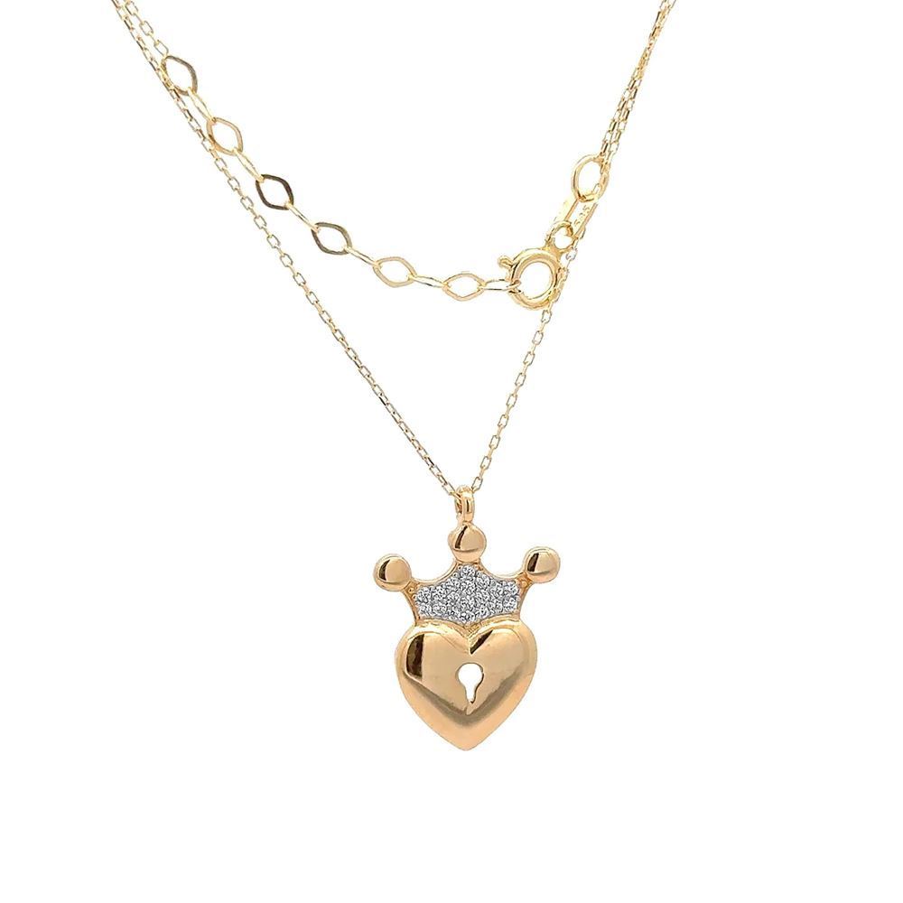 Kalp Kilitli Taç Kolye