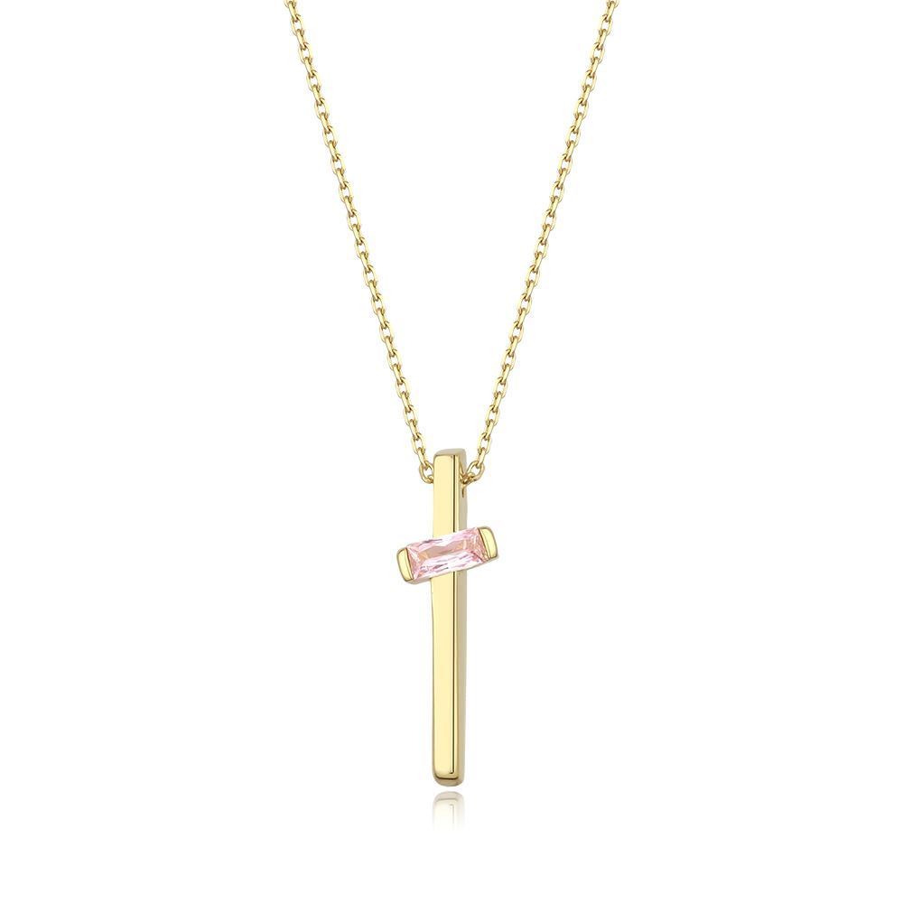 Çubuk Tasarım Pembe Baget Taşlı Kolye