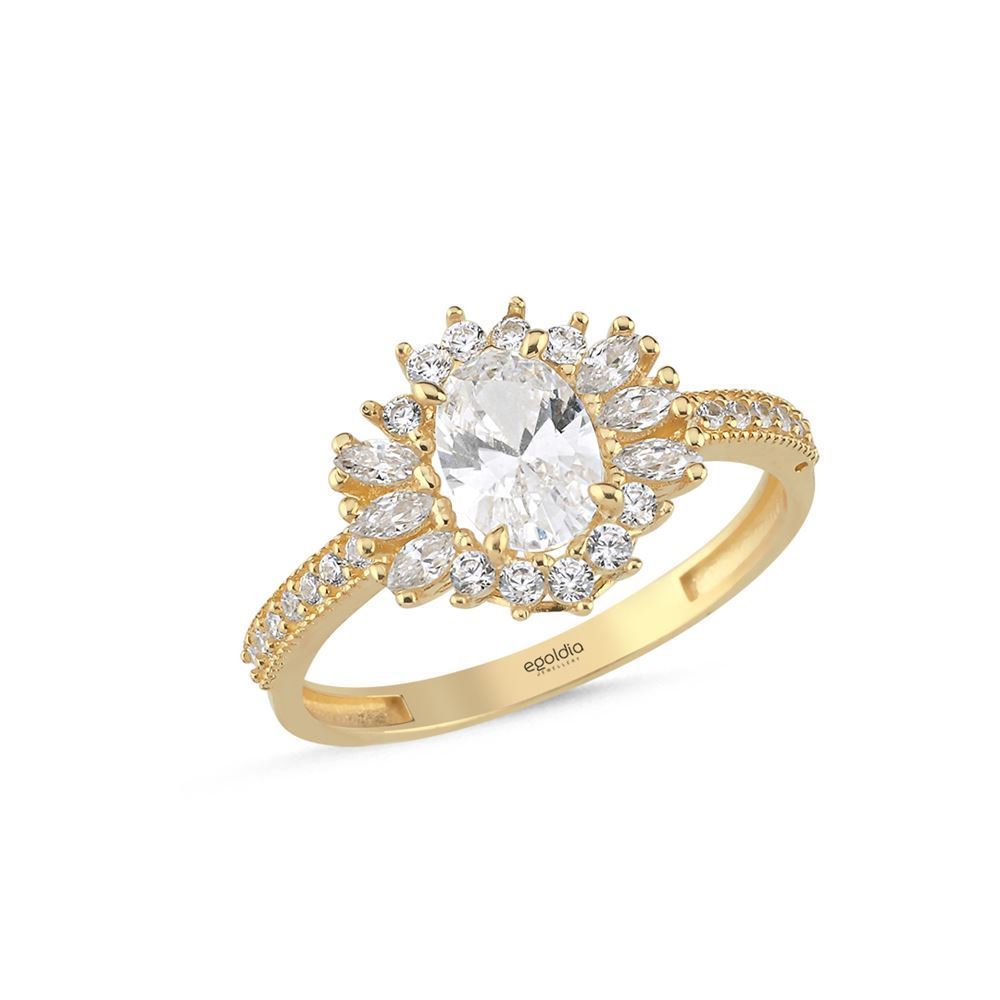 Oval Kenar Taşlı Fantazi Yüzük