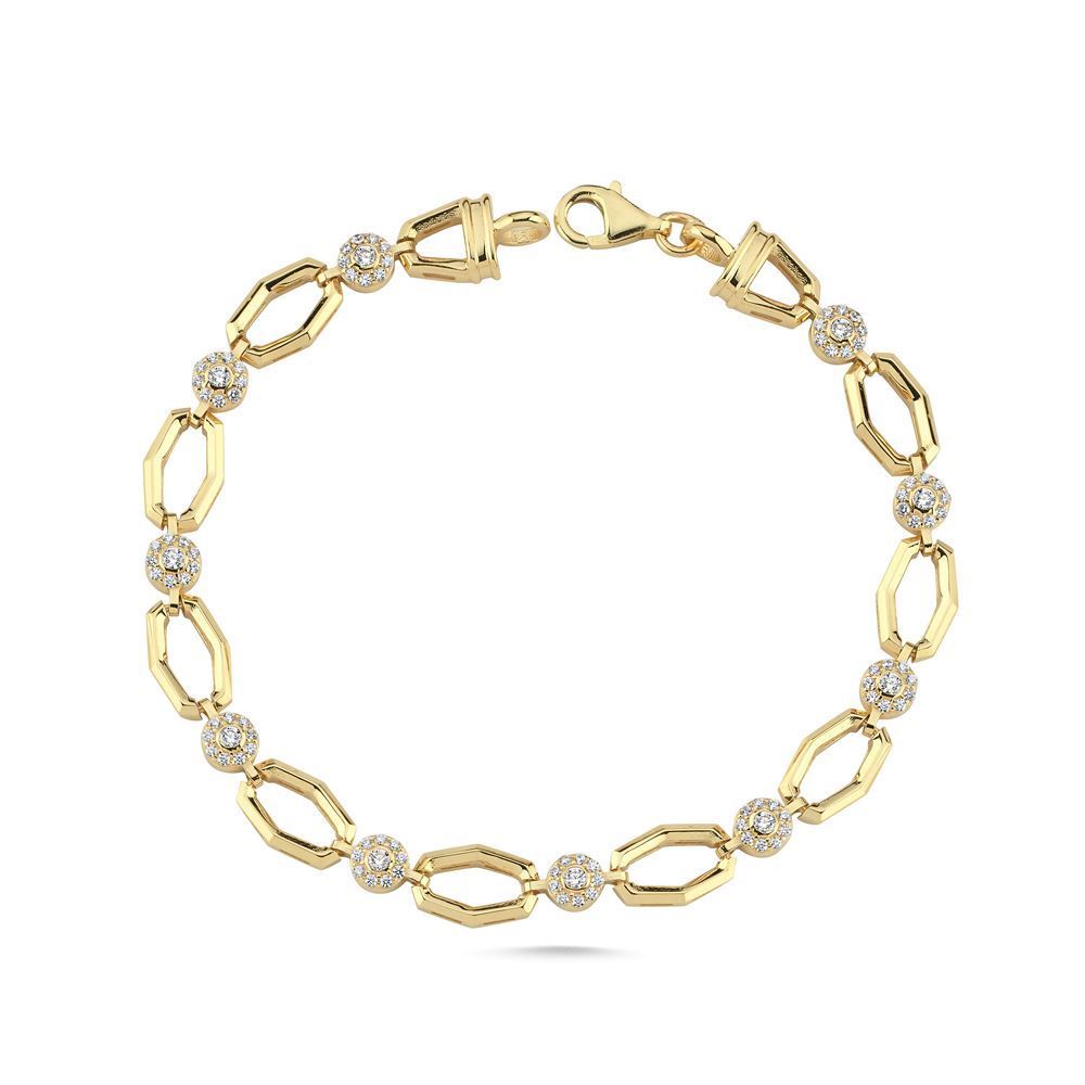 Çiçek Tasarım Taşlı Geometik Taşlı Bileklik