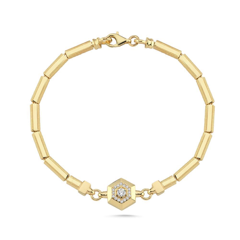 Altıgen Daire Taşlı Ajda Tasarım Bileklik