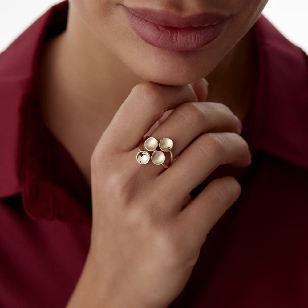 Dörtlü Damla Plaka Tasarım Üç Renk Yüzük