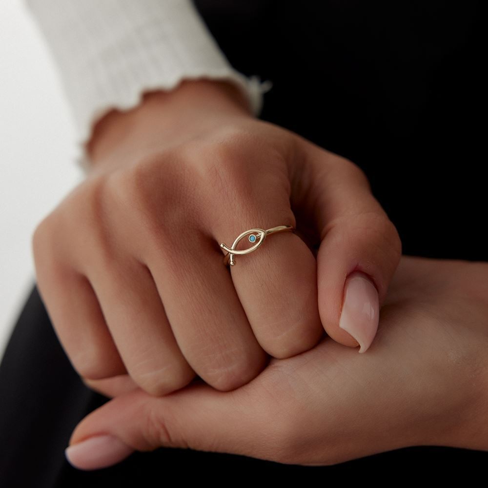 Firuze Taşlı Balık Yüzük